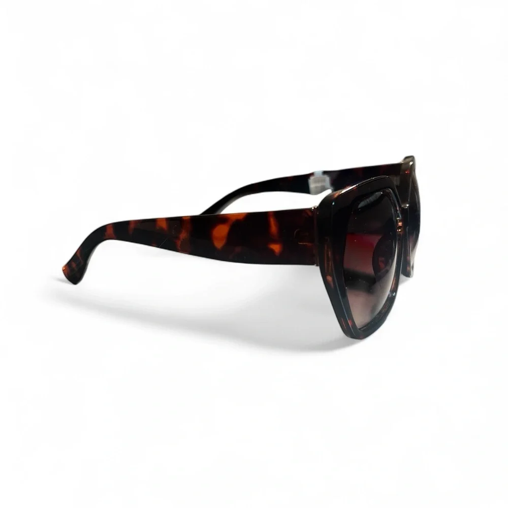 Oversized Faux Tortoise Shell Cat Eye‎ Gradient Lens UV 400 Protection Sunglass